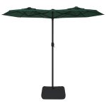 Umbrelă de grădină cu două capete cu LED-uri, verde, 316×240 cm