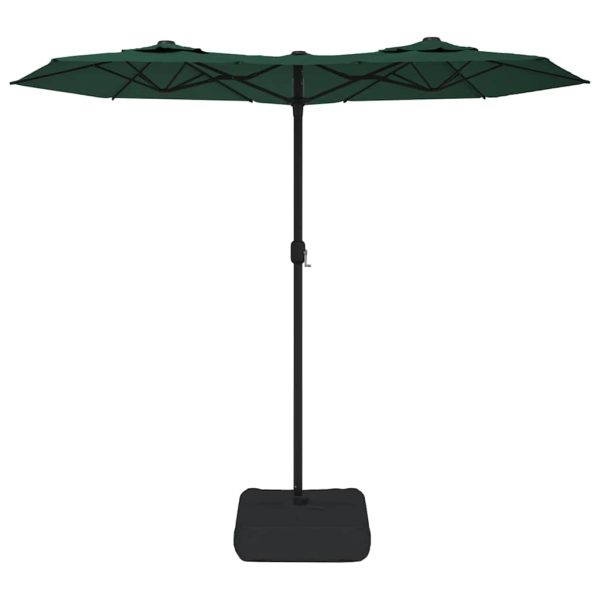 Umbrelă de grădină cu două capete cu LED-uri, verde, 316×240 cm