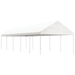 Foișor cu acoperiș, alb, 11,15×4,08×3,22 m, polietilenă
