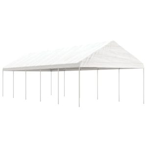 Foișor cu acoperiș, alb, 11,15×4,08×3,22 m, polietilenă