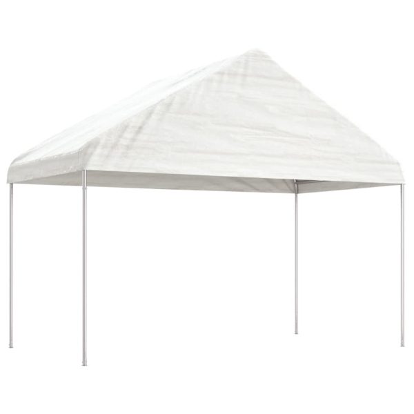 Foișor cu acoperiș, alb, 11,15×4,08×3,22 m, polietilenă