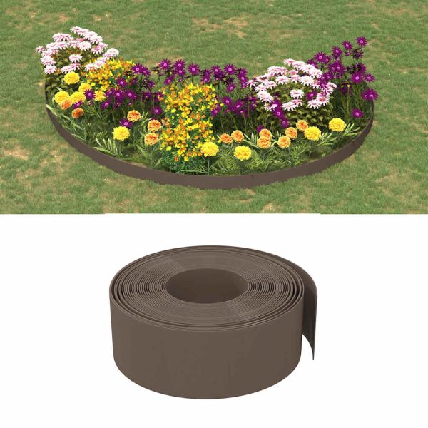 Borduri de grădină, 3 buc, maro, 10 m 20 cm, polietilenă
