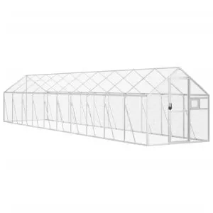 Volieră de păsări, argintiu, 1,79x10x1,85 m, aluminiu