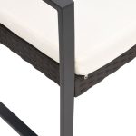 Set mobilier de grădină cu perne, 5 piese, maro, PP ratan