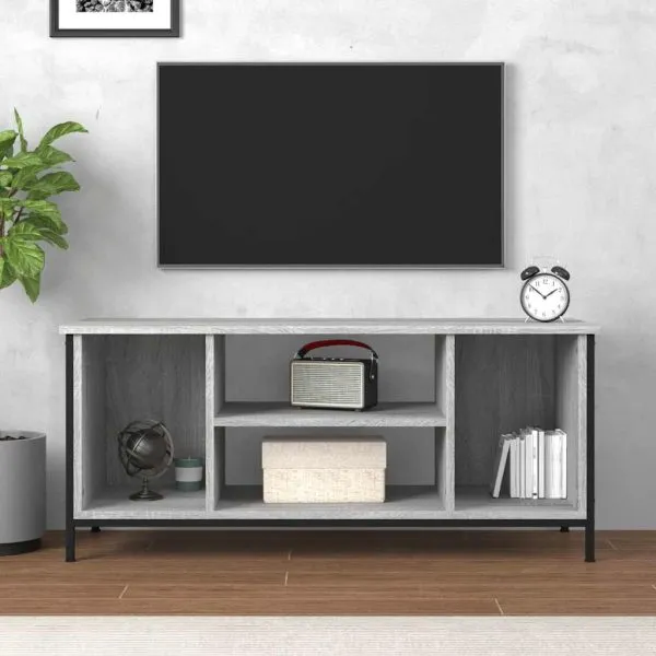 Comodă TV, gri sonoma, 102x35x45 cm, lemn prelucrat