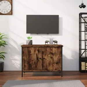 Comodă TV cu uși, stejar afumat, 60x35x45 cm, lemn prelucrat