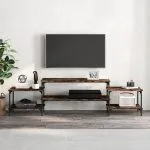 Comodă TV, stejar afumat, 197x35x52 cm, lemn prelucrat