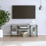 Comodă TV, gri sonoma, 102x35x45,5 cm, lemn prelucrat