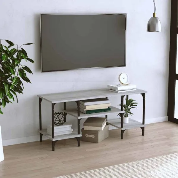 Comodă TV, gri sonoma, 102x35x45,5 cm, lemn prelucrat