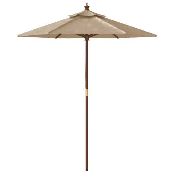 Umbrelă de soare de grădină stâlp din lemn gri taupe 196×231 cm