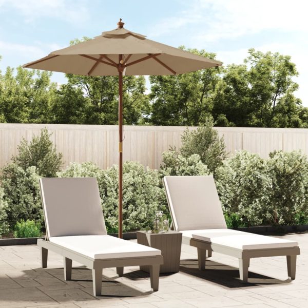 Umbrelă de soare de grădină stâlp din lemn gri taupe 196×231 cm