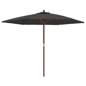 Umbrelă de soare de grădină stâlp din lemn, antracit, 299x240cm