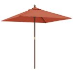 Umbrelă de grădină cu stâlp din lemn, cărămiziu, 198x198x231 cm