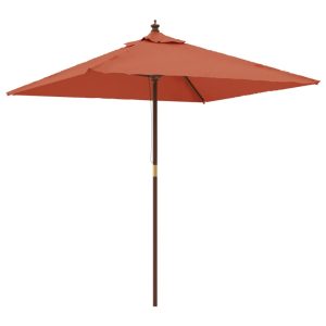 Umbrelă de grădină cu stâlp din lemn, cărămiziu, 198x198x231 cm