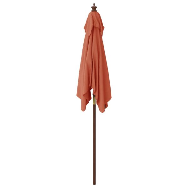 Umbrelă de grădină cu stâlp din lemn, cărămiziu, 198x198x231 cm