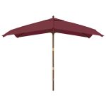 Umbrelă de grădină stâlp din lemn, roșu bordo, 300x300x273 cm