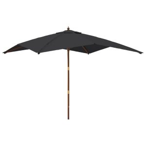 Umbrelă de grădină stâlp din lemn, negru, 300x300x273 cm
