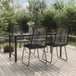 Set de servit masa pentru grădină, 5 piese, negru
