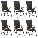 Set mobilier de grădină, 7 piese, negru și maro, poliratan