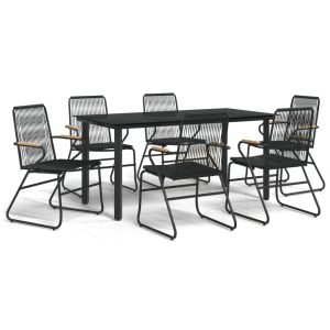 Set mobilier de grădină, 7 piese, negru, ratan PVC