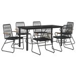 Set mobilier de grădină, 7 piese, negru, ratan PVC