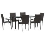 Set mobilier de grădină, 7 piese, maro, poliratan