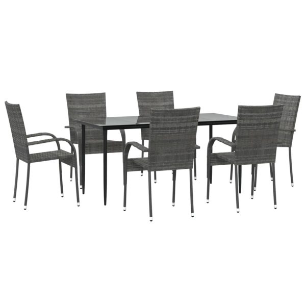 Set mobilier de grădină, 7 piese, gri, poliratan