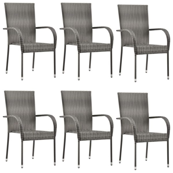 Set mobilier de grădină, 7 piese, gri, poliratan