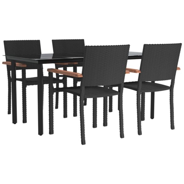 Set mobilier de grădină, 5 piese, negru, poliratan