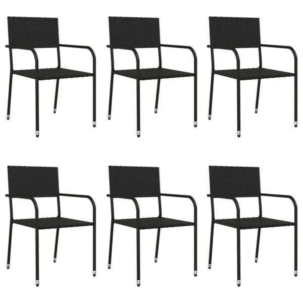 Set mobilier de grădină, 7 piese, negru, poliratan
