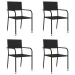Set mobilier de grădină, 5 piese, negru, poliratan
