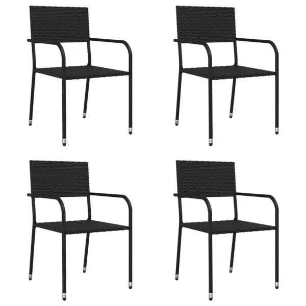 Set mobilier de grădină, 5 piese, negru, poliratan