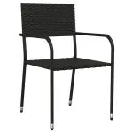 Set mobilier de grădină, 5 piese, negru, poliratan