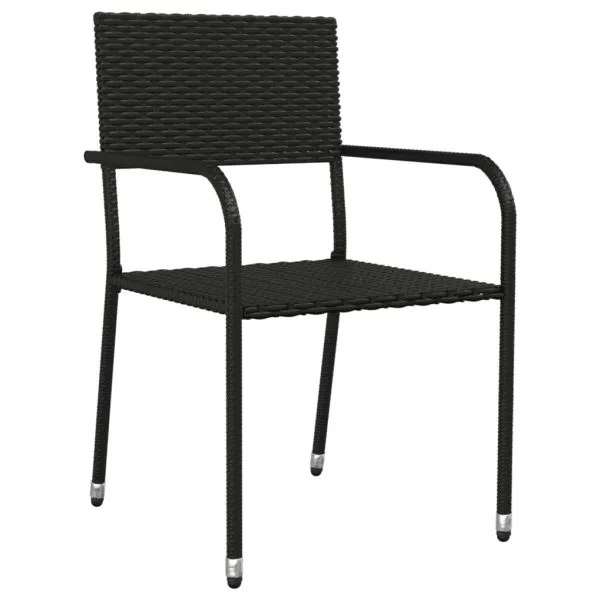 Set mobilier de grădină, 5 piese, negru, poliratan