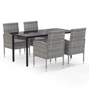 Set mobilier de grădină cu perne, 5 piese, antracit, poliratan