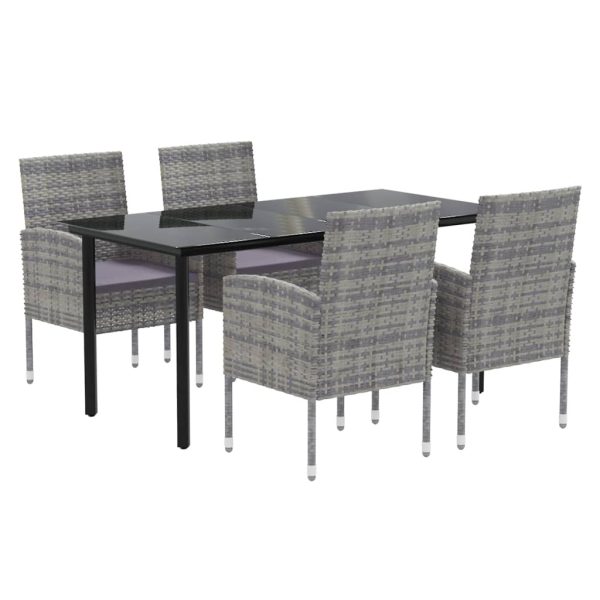 Set mobilier de grădină cu perne, 5 piese, antracit, poliratan