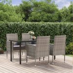 Set mobilier de grădină cu perne, 5 piese, antracit, poliratan