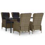 Set mobilier de grădină, 5 piese, maro, poliratan