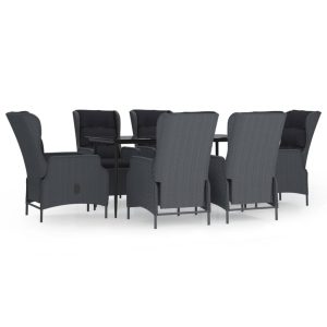 Set mobilier de grădină, 7 piese, gri închis, poliratan