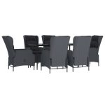 Set mobilier de grădină, 7 piese, gri închis, poliratan