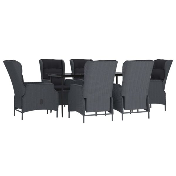 Set mobilier de grădină, 7 piese, gri închis, poliratan