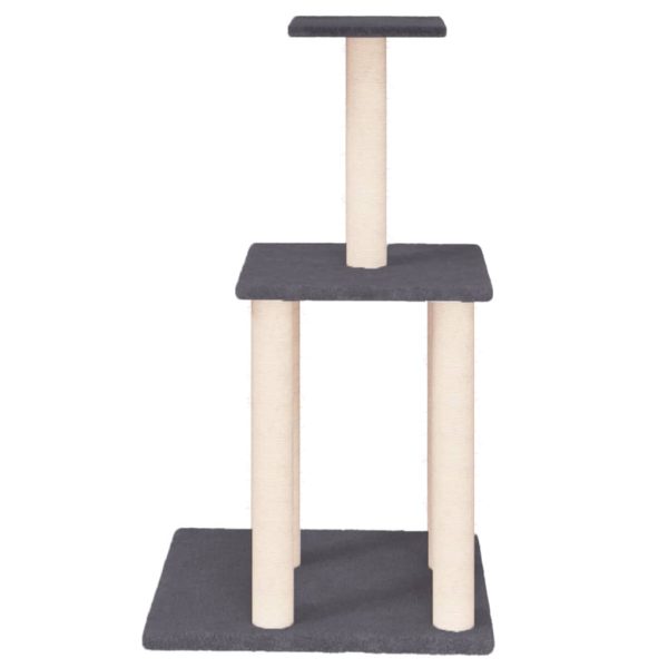 Ansamblu de pisici, stâlpi din funie sisal, gri închis, 85,5 cm