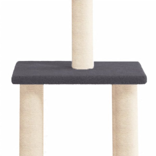 Ansamblu de pisici, stâlpi din funie sisal, gri închis, 85,5 cm