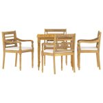 Set mobilier pentru grădină cu perne, 5 piese, lemn masiv tec