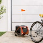 Remorcă de bicicletă animale portocaliu/gri, textil oxford/fier