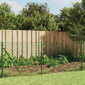 Gard plasă de sârmă cu bordură, verde, 1,1×10 m