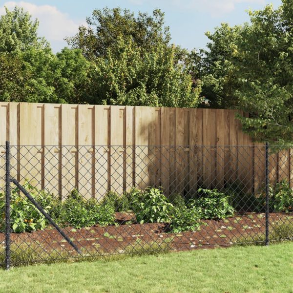 Gard plasă de sârmă cu bordură, antracit, 0,8×25 m