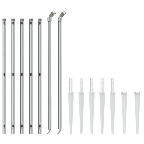 Gard plasă de sârmă cu țăruși de fixare, argintiu, 1,1×10 m