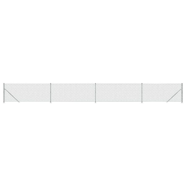 Gard plasă de sârmă cu bordură, argintiu, 0,8×10 m