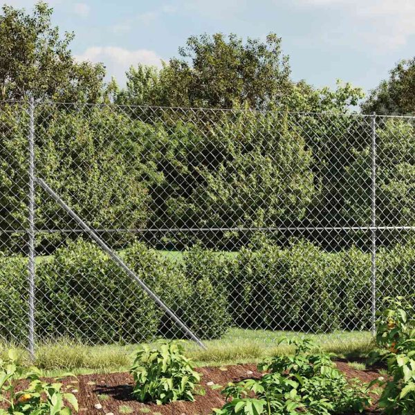 Gard plasă de sârmă cu bordură, argintiu, 2,2×10 m